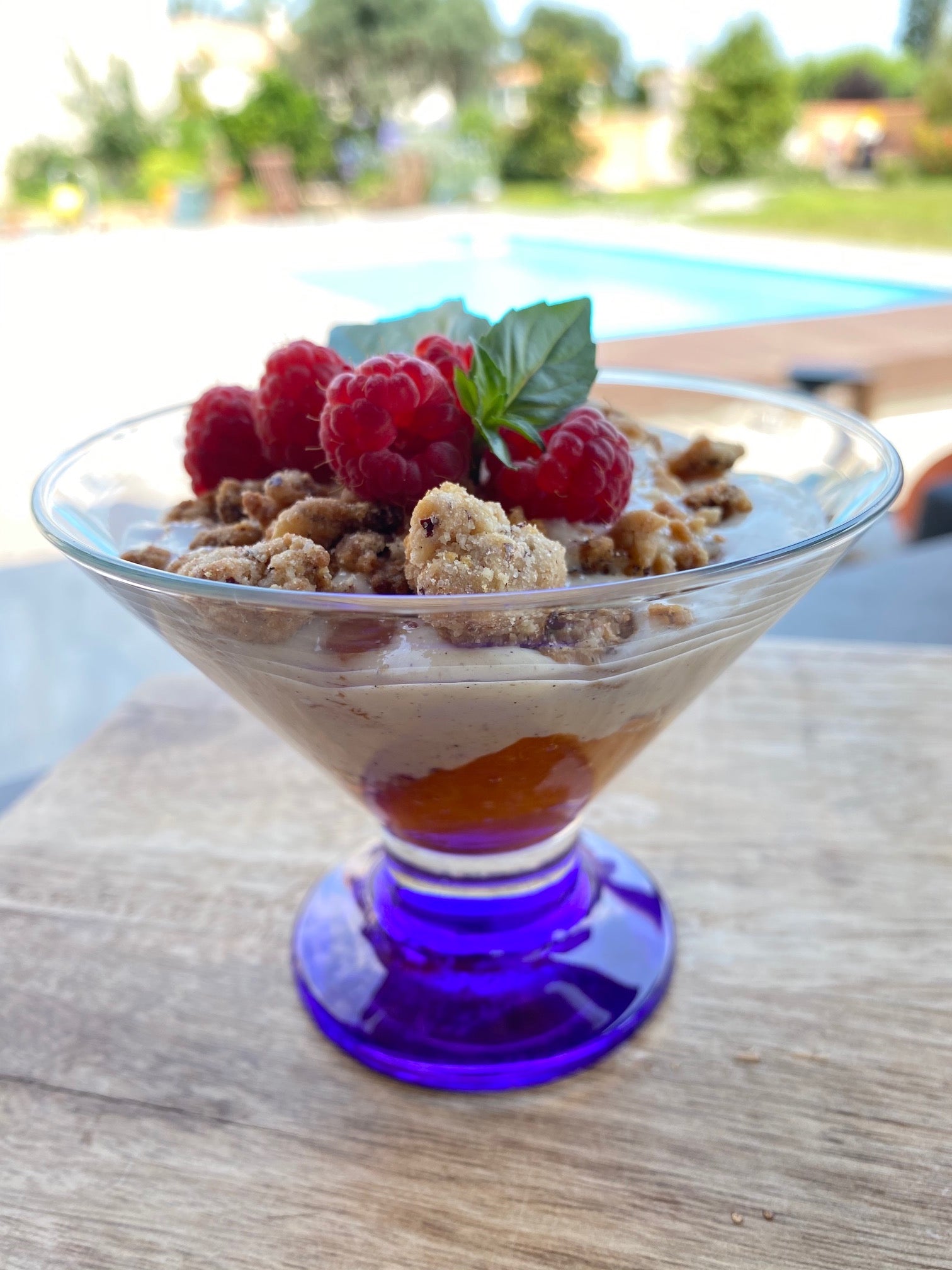 Verrine gourmande de l'été Crumble aux abricots (Végétariens et végans)