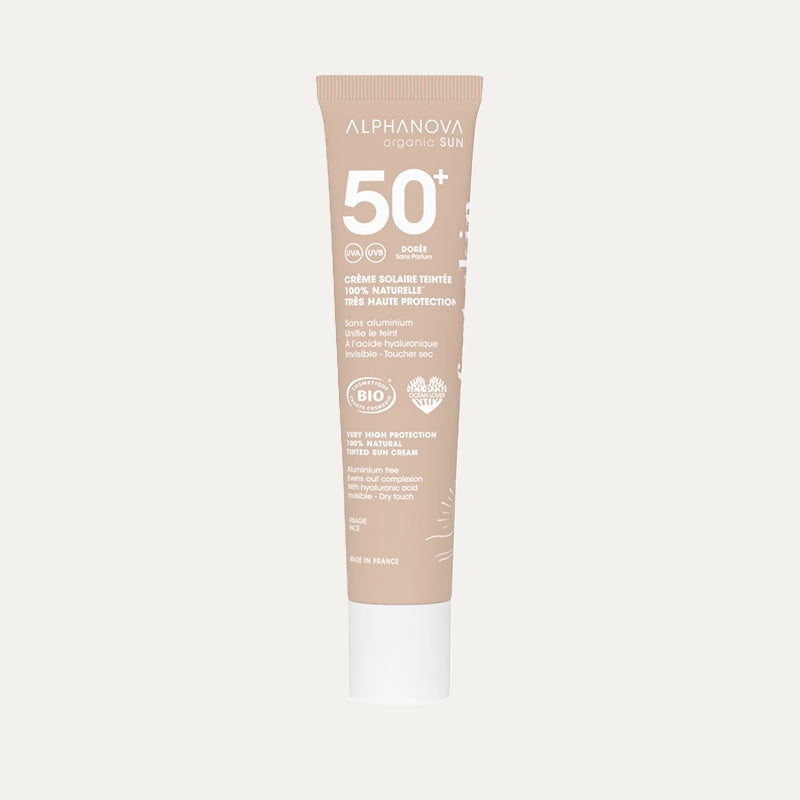 Alphanova crème solaire teintée dorée SPF50+