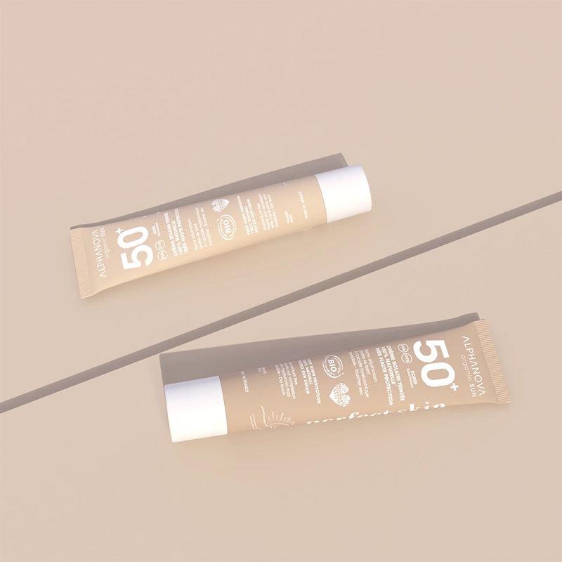 Alphanova crème solaire teintée nude dorée SPF50