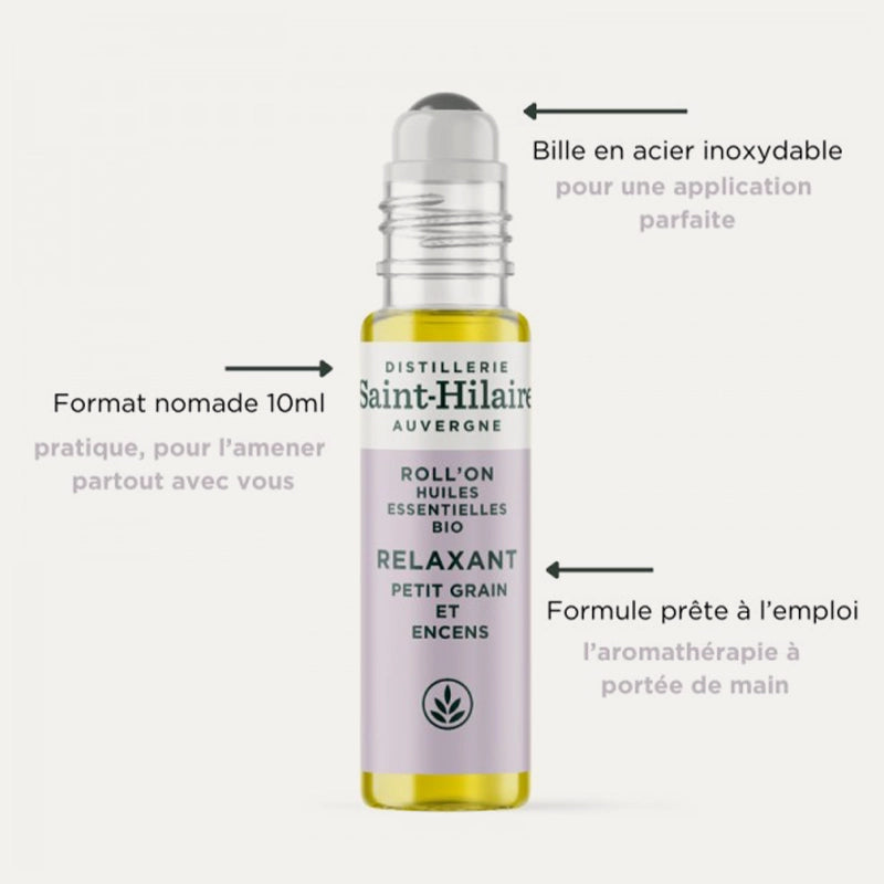 Roll-on relaxant et apaisant aux huiles essentielles de Petit Grain & Encens BIO