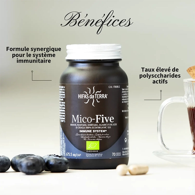 Mico-Five BIO (Reishi, Maitake, Shiitake, Champignon du soleil et Chaga)