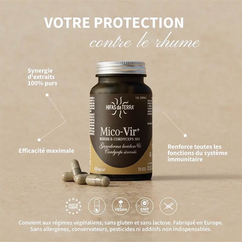 Mico-Vir+ - Complexe de Champignons en haute concentration Reishi & Cordyceps