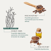 Martine Mahé Le Reflet La teinture aux plantes ingrédients bambou marin huile de Lin bio huile de Ricin bio