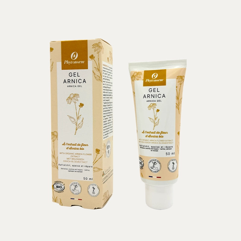 Gel Arnica Phytonorm Bio : soin rafraîchissant à l'Arnica, Millepertuis et huiles essentielles. 