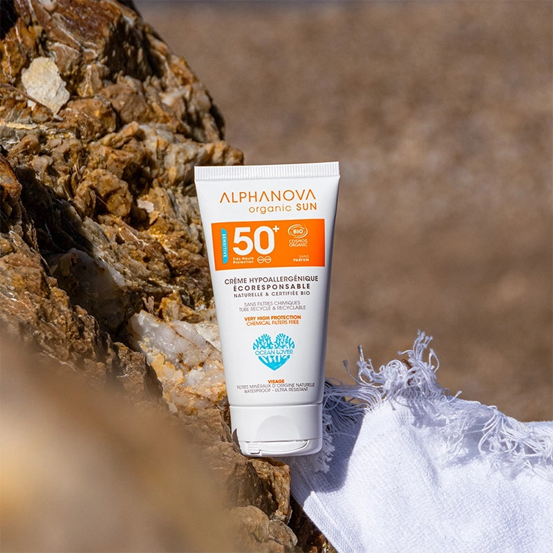 Alphanova crème solaire hyypoallergénique écoresponsable SPF50+