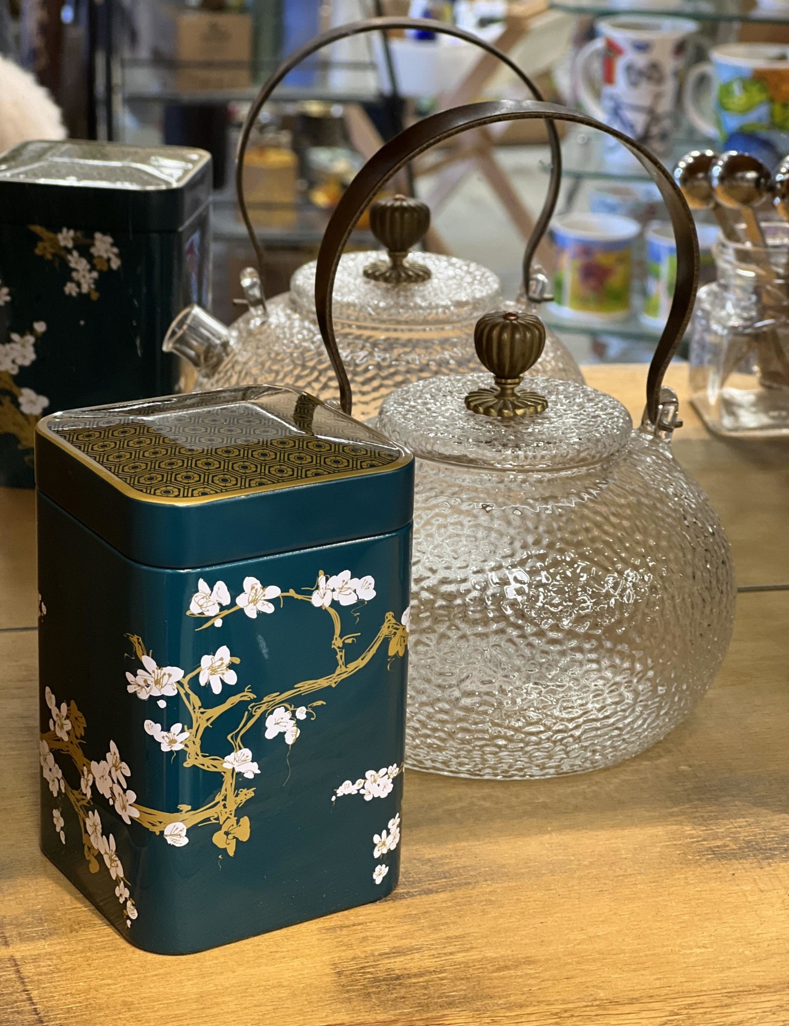 Boîte de conservation thé tisanes vert bleu canard 100g