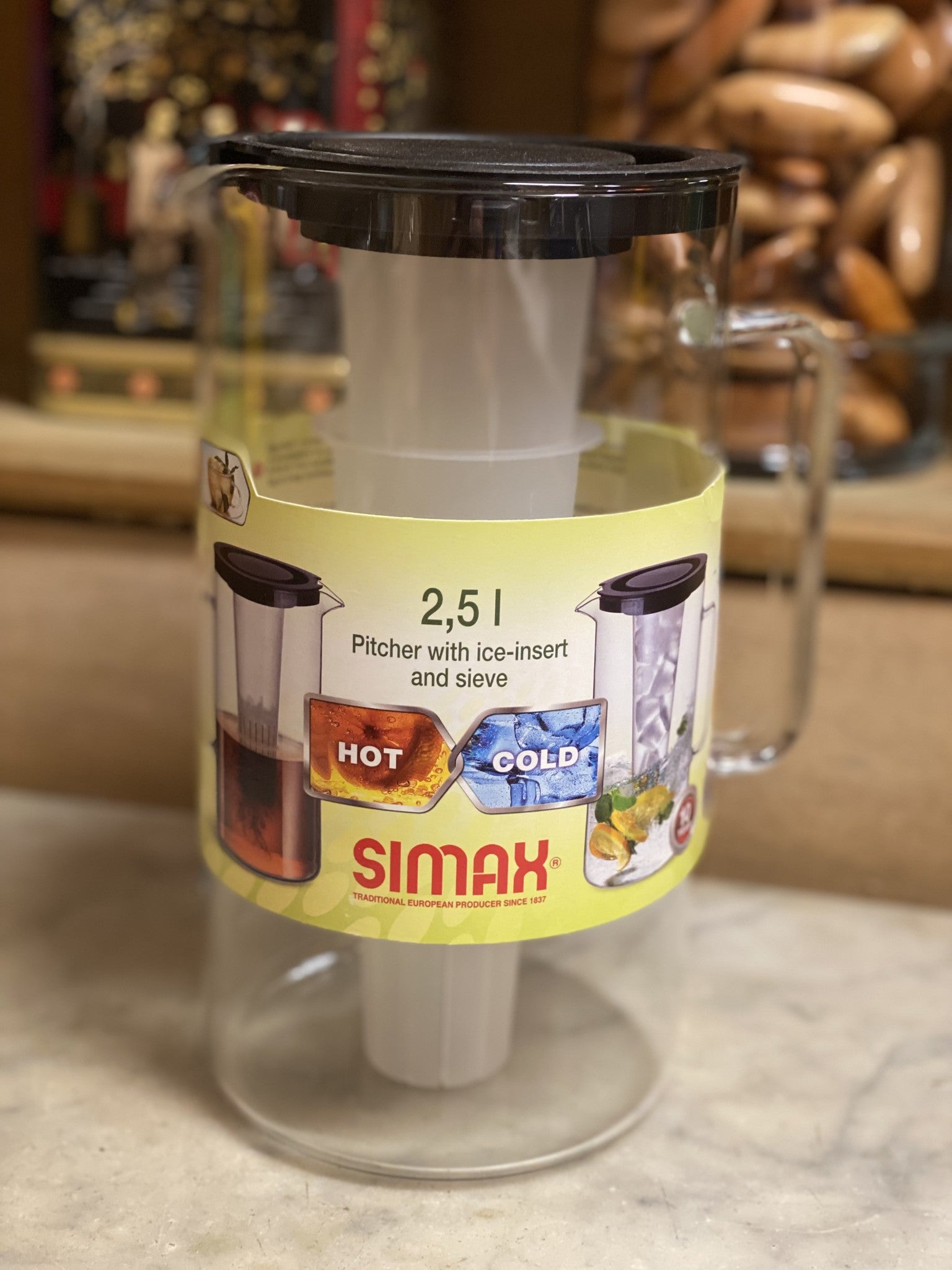 Carafe pichet 2.5L thé ou tisane chaud ou glaçé avec filtre et réserve à glaçons