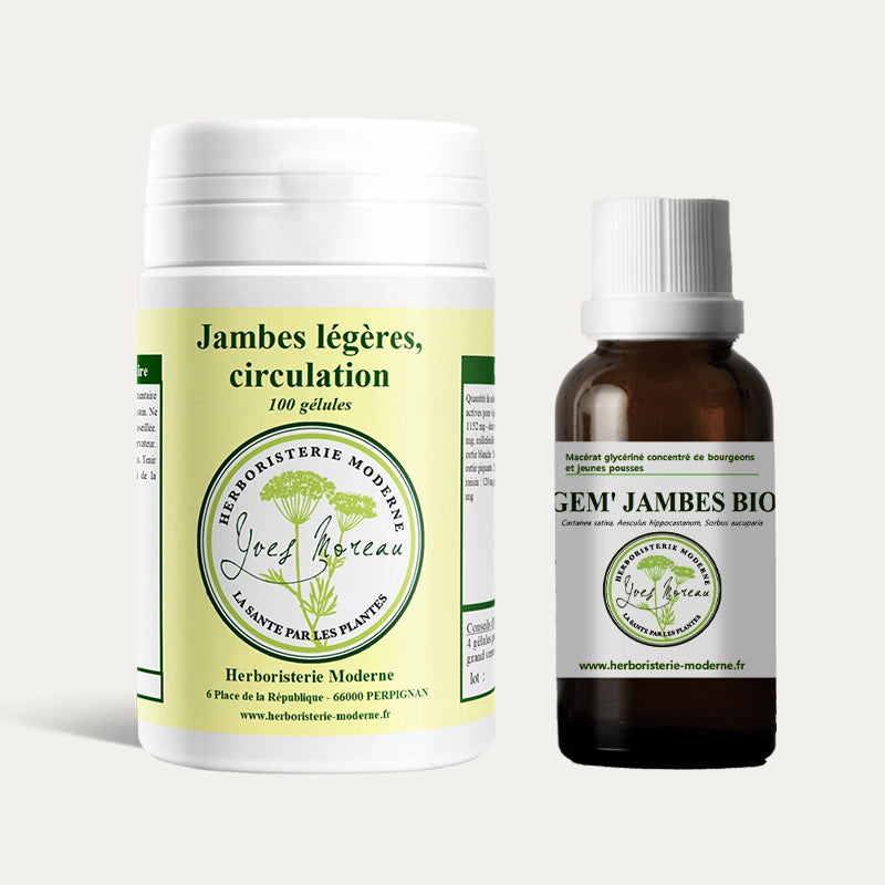 pack promo jambes légères circulation gélules et macérat gem' jambes bio