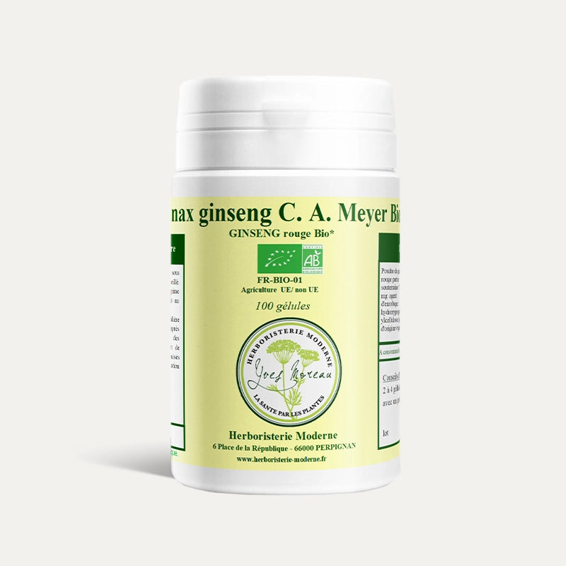 Ginseng Rouge Panax BIO Variété premium garantie CA MEYER  6 ans d'Age (Gélules)