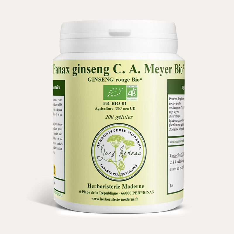 Ginseng Rouge Panax BIO Variété premium garantie CA MEYER  6 ans d'Age (Gélules)