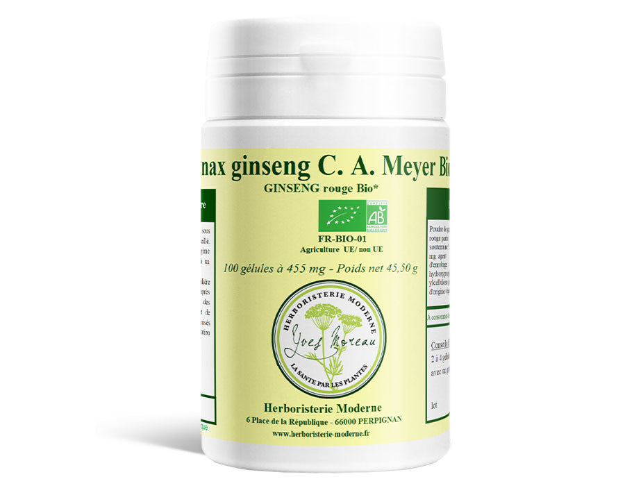 Ginseng Rouge Panax BIO Variété premium garantie CA MEYER  6 ans d'Age (Gélules)