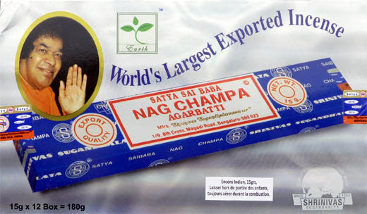 NAG CHAMPA BATONS ENCENS 12 BOITES DE 15G