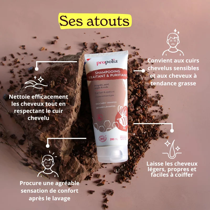 Shampooing Traitant BIO - Propolis, Miel, Argile & Cade