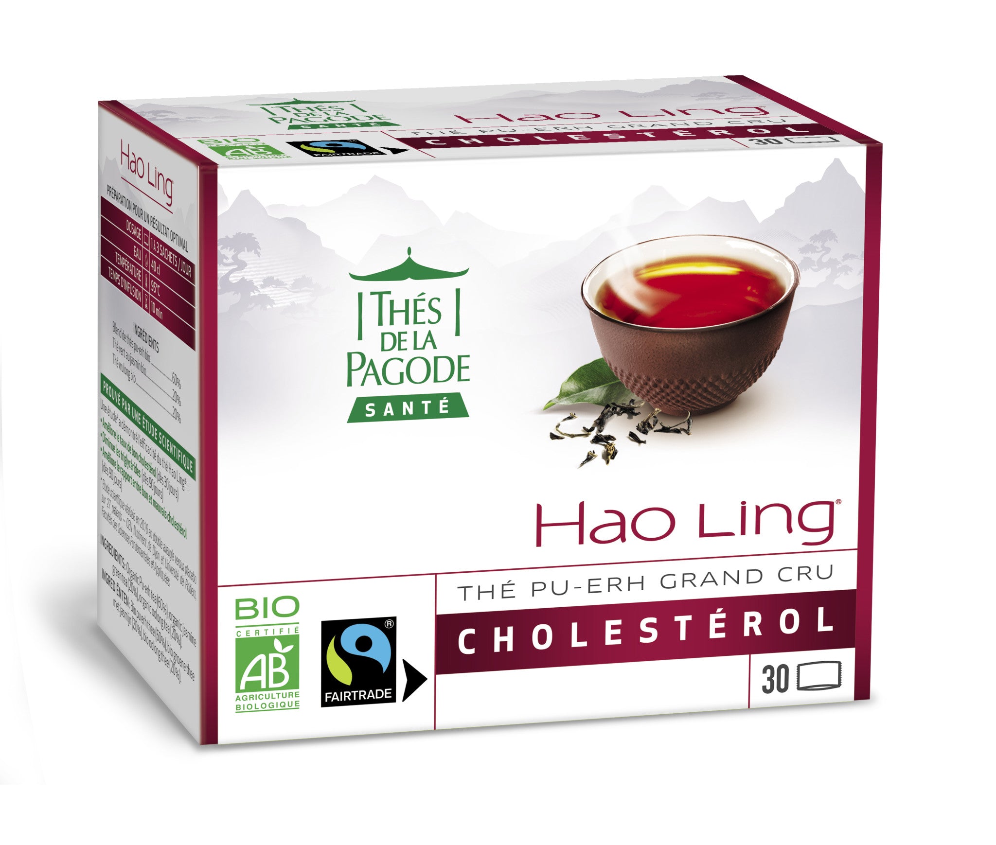 thé hao ling BIO bon cholestérol 30 sachets fairtrade Thés de la Pagode