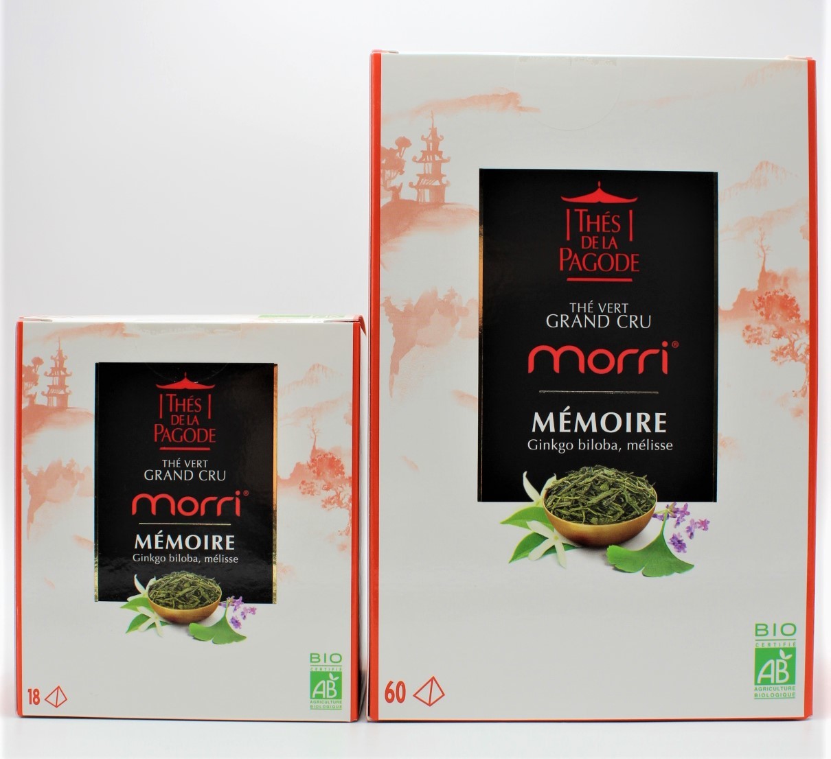 thé morri thés de la pagoge 18 & 30 infusettes Ginkgo biloba Mélisse Mémoire